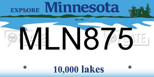 MLN875 Minnesota License Plate