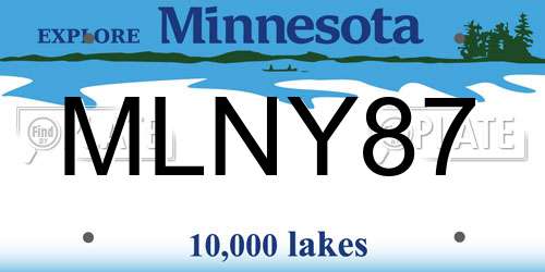 MLNY87 Minnesota License Plate