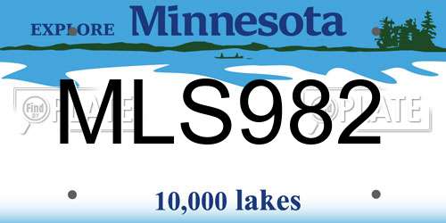 MLS982 Minnesota License Plate