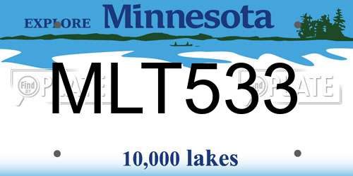MLT533 Minnesota License Plate