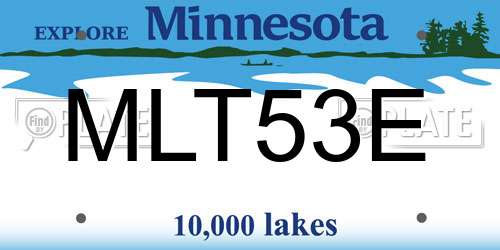MLT53E Minnesota License Plate