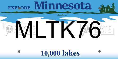 MLTK76 Minnesota License Plate