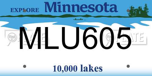 MLU605 Minnesota License Plate
