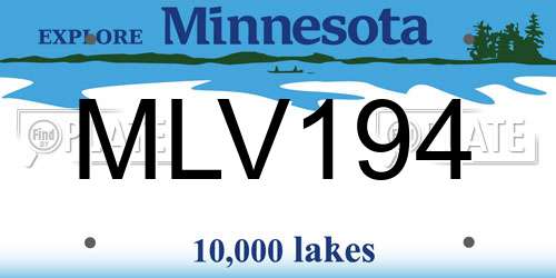 MLV194 Minnesota License Plate