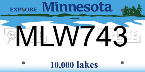 MLW743 Minnesota License Plate