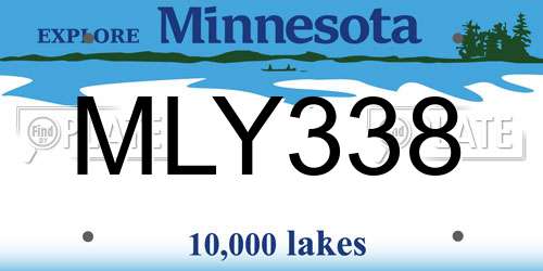 MLY338 Minnesota License Plate