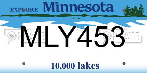 MLY453 Minnesota License Plate