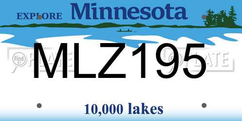MLZ195 Minnesota License Plate