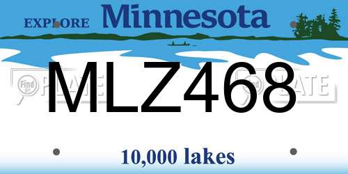 MLZ468 Minnesota License Plate