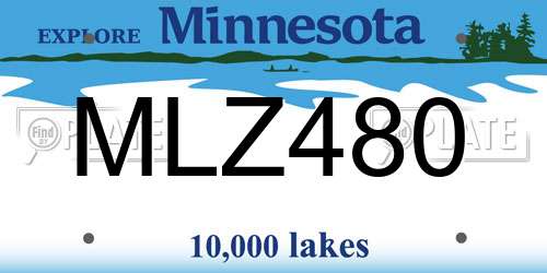 MLZ480 Minnesota License Plate