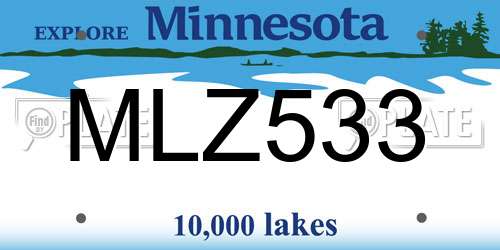 MLZ533 Minnesota License Plate