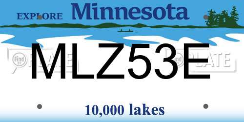 MLZ53E Minnesota License Plate