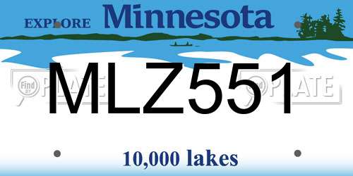 MLZ551 Minnesota License Plate