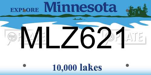 MLZ621 Minnesota License Plate