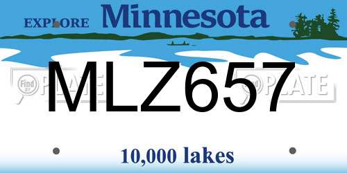 MLZ657 Minnesota License Plate