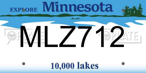 MLZ712 Minnesota License Plate