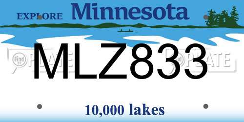 MLZ833 Minnesota License Plate