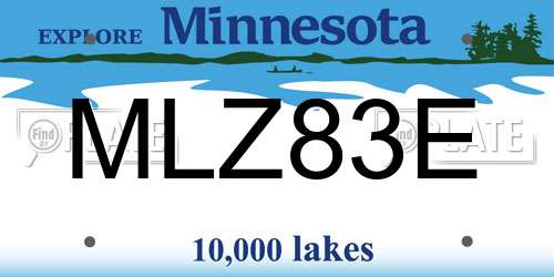 MLZ83E Minnesota License Plate