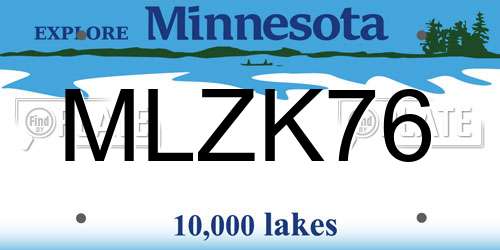 MLZK76 Minnesota License Plate