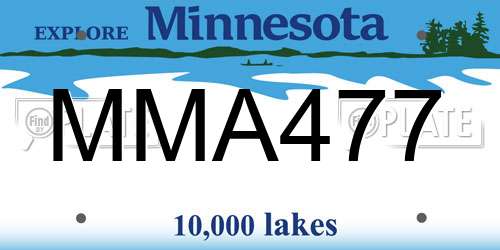 MMA477 Minnesota License Plate