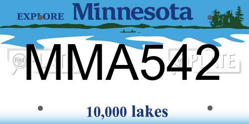 MMA542 Minnesota License Plate