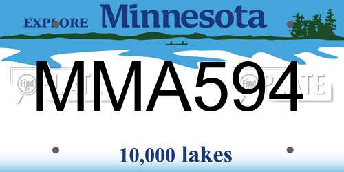 MMA594 Minnesota License Plate