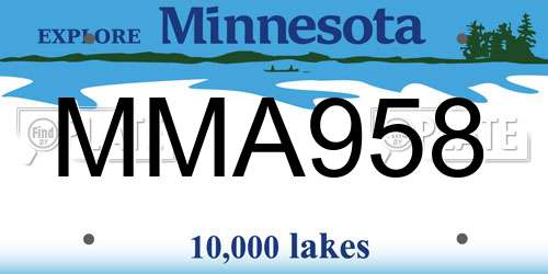 MMA958 Minnesota License Plate
