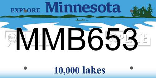 MMB653 Minnesota License Plate