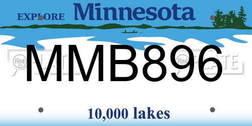 MMB896 Minnesota License Plate