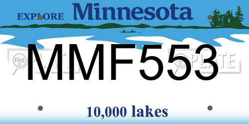 MMF553 Minnesota License Plate