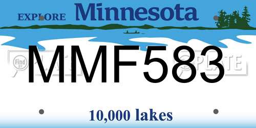 MMF583 Minnesota License Plate