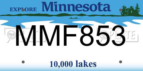 MMF853 Minnesota License Plate