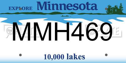 MMH469 Minnesota License Plate