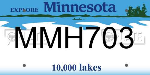 MMH703 Minnesota License Plate