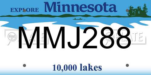 MMJ288 Minnesota License Plate
