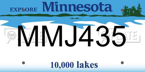 MMJ435 Minnesota License Plate