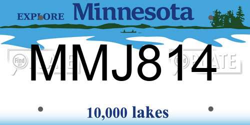 MMJ814 Minnesota License Plate