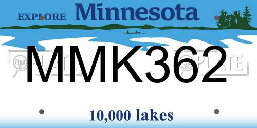 MMK362 Minnesota License Plate