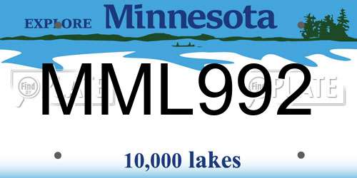 MML992 Minnesota License Plate