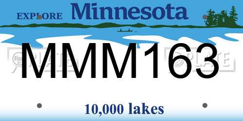 MMM163 Minnesota License Plate