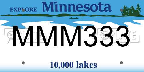 MMM333 Minnesota License Plate