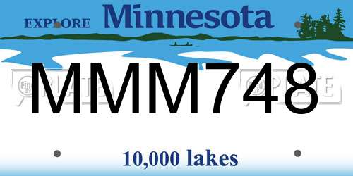 MMM748 Minnesota License Plate