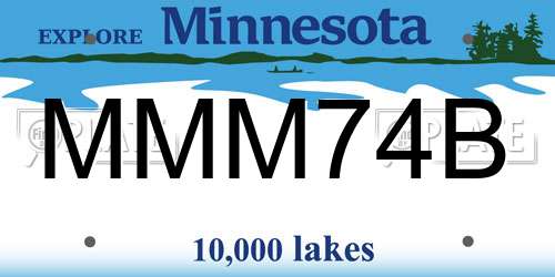 MMM74B Minnesota License Plate
