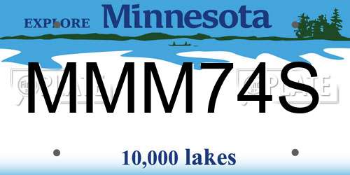MMM74S Minnesota License Plate
