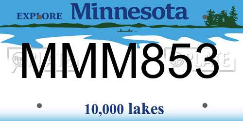 MMM853 Minnesota License Plate