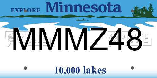 MMMZ48 Minnesota License Plate