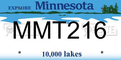 MMT216 Minnesota License Plate