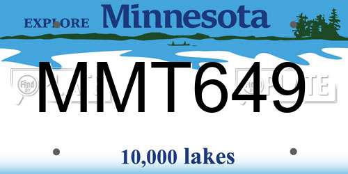 MMT649 Minnesota License Plate