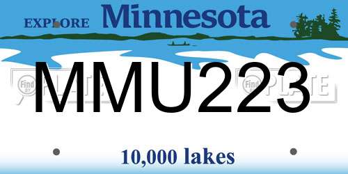 MMU223 Minnesota License Plate