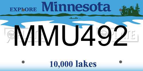 MMU492 Minnesota License Plate